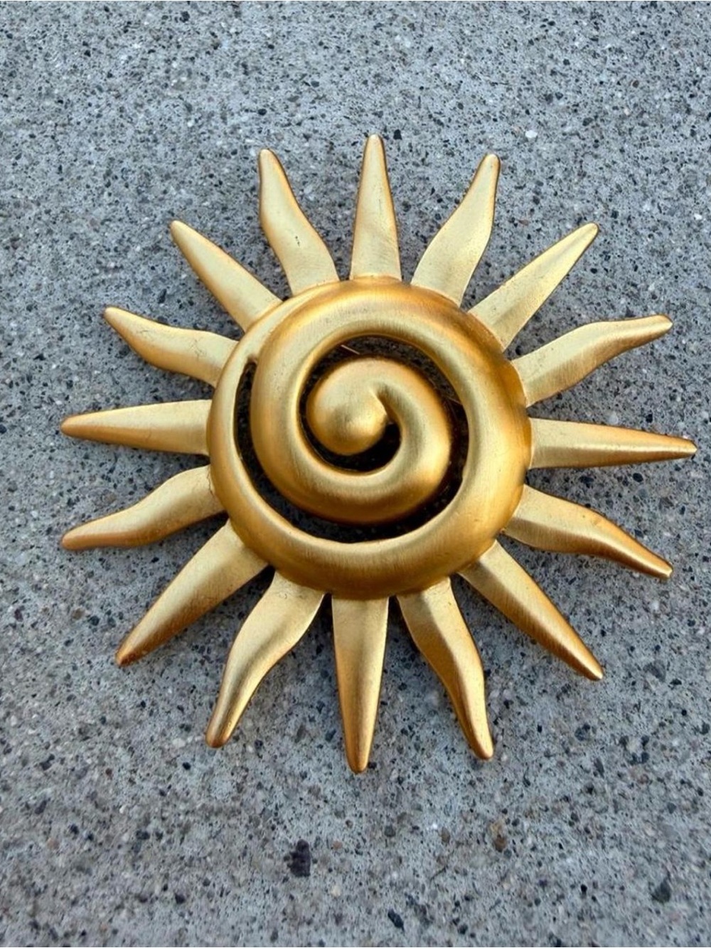 Vintage Anne Klein Gold Tone Sunburst Brooch Boho Retro Pendant